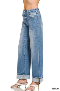 Morgan Wide Leg Cuffed Jeans