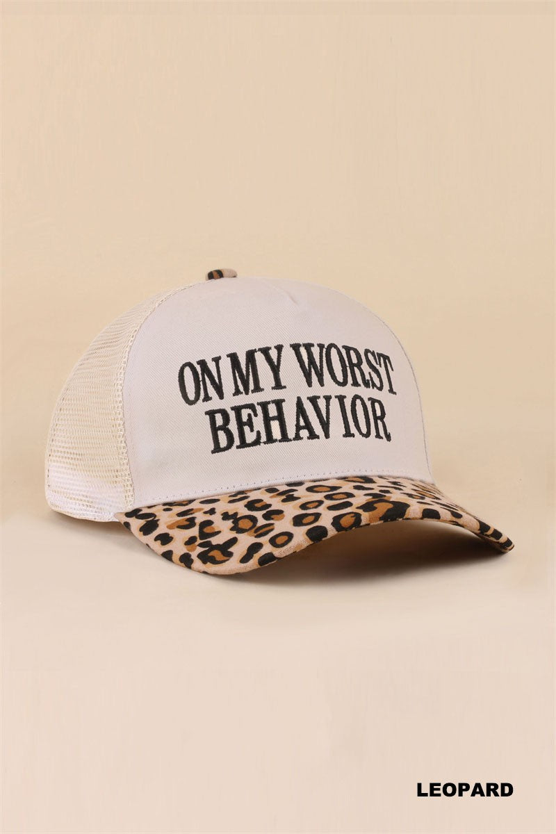 On My Worst Behavior Ball Cap + Leopard