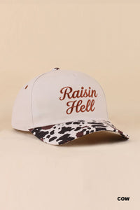 Raisin Hell Ball Cap + Cow Print