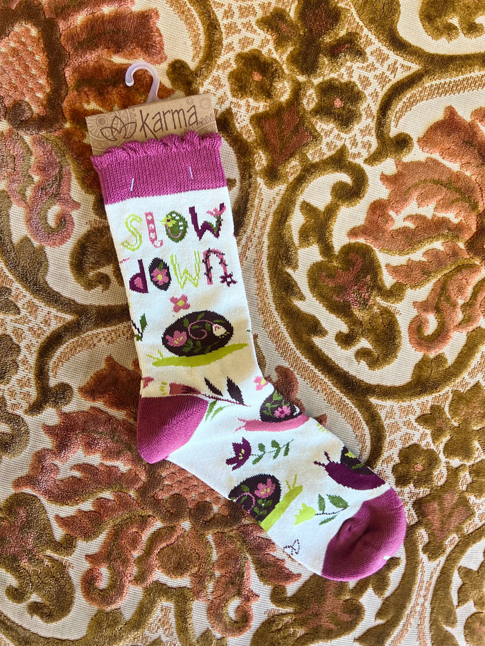 Slow Down Snail Crew Socks