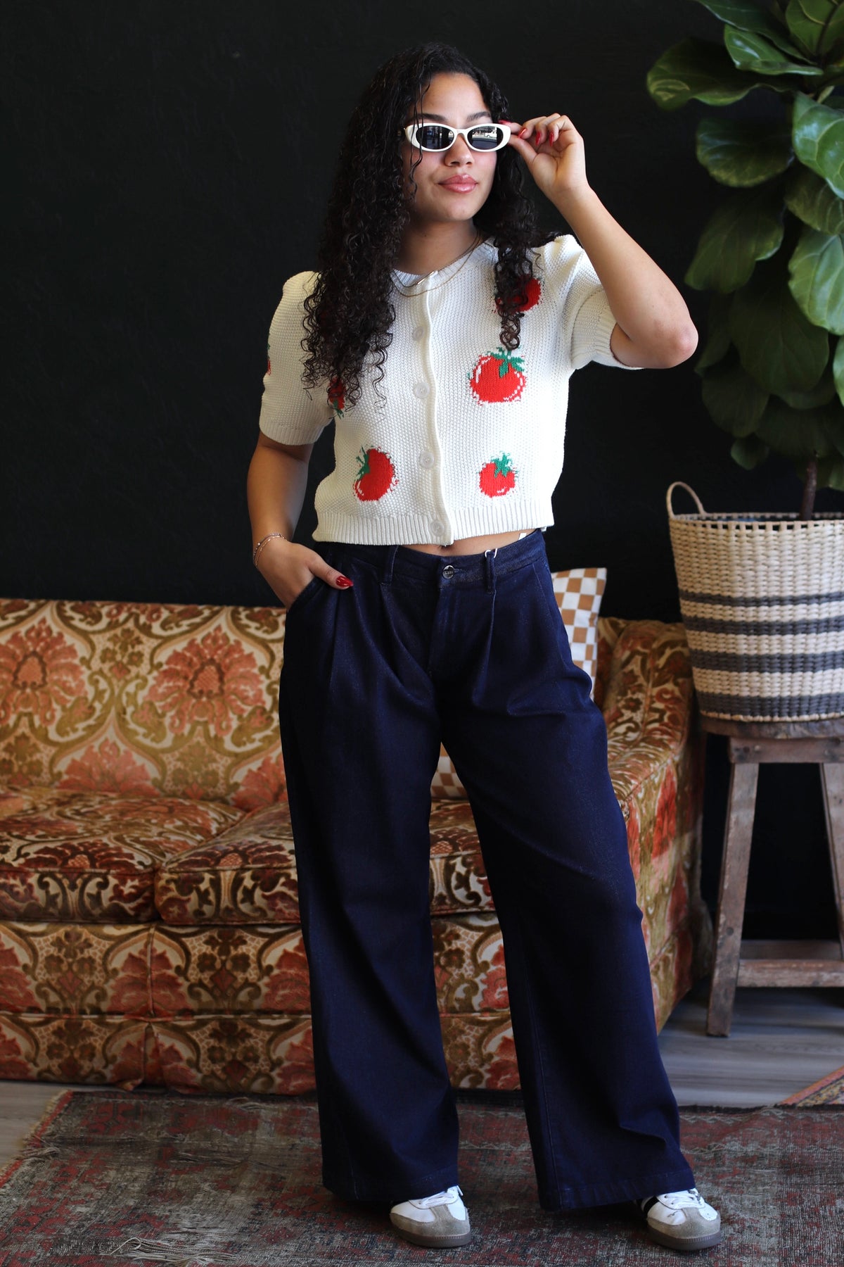 Meryl Blue Pleated Palazzo Pants