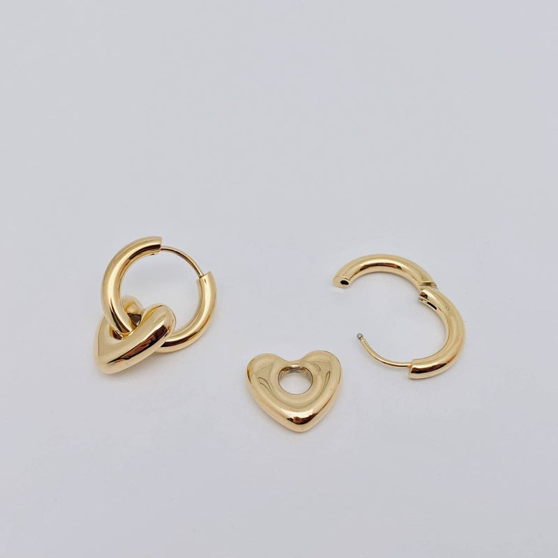 Mini 18K Gold Plated Heart Earrings