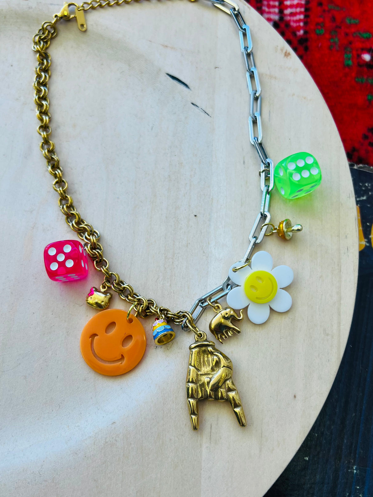 Heavy Mixed Metal Charm Necklace