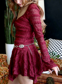 Hollie Lace Mini Dress + Burgundy