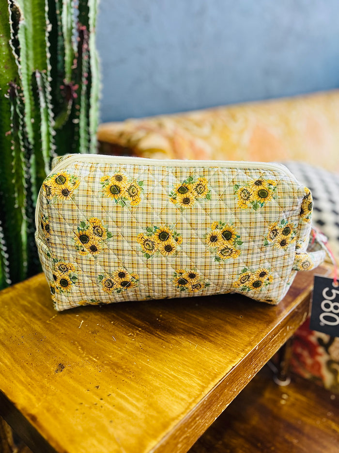 "Sunflower Bouquet" Designer Quilted Vanity and Travel Bag