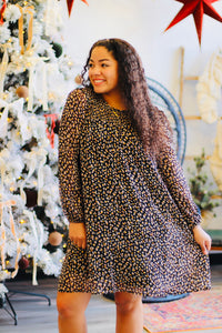 Leopard Long Sleeve Mini Dress