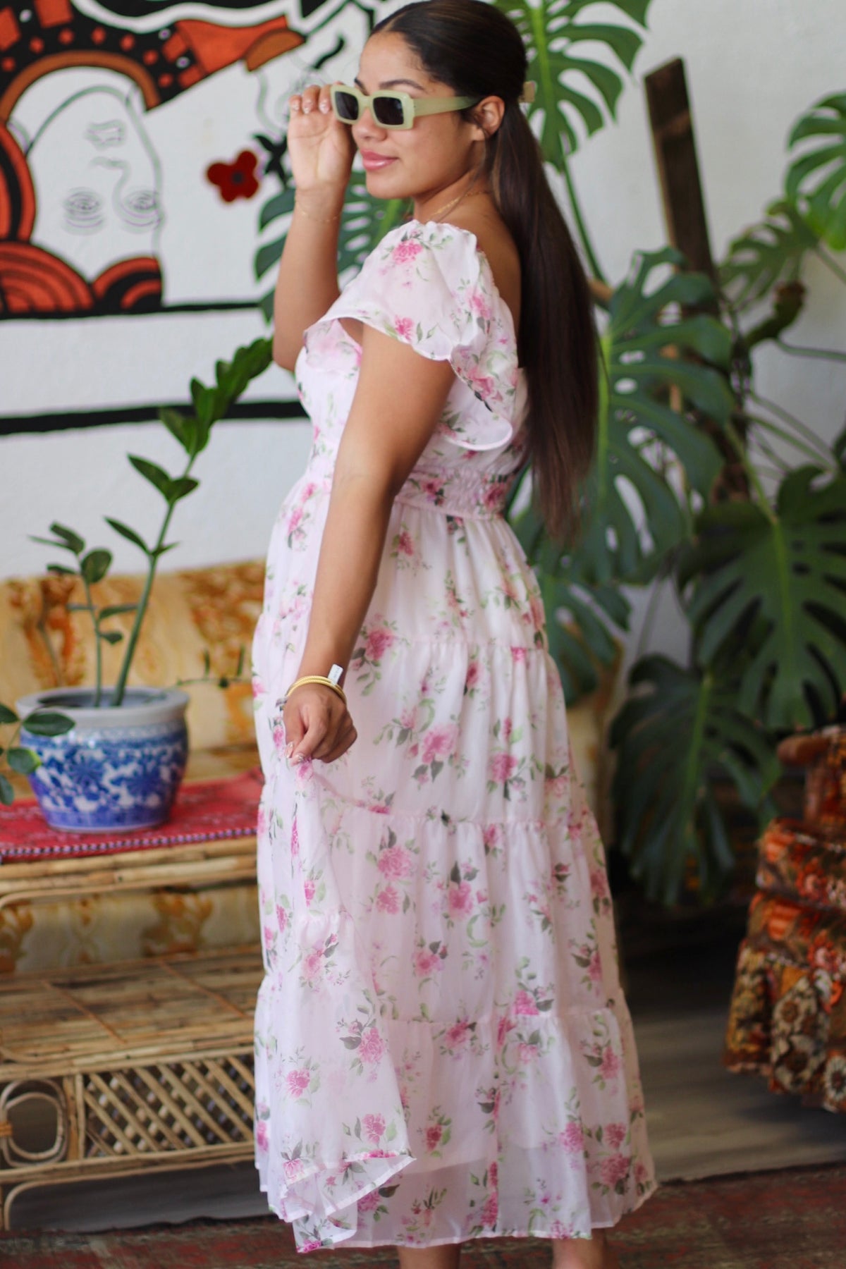 Princess Pink Floral Midi Dress