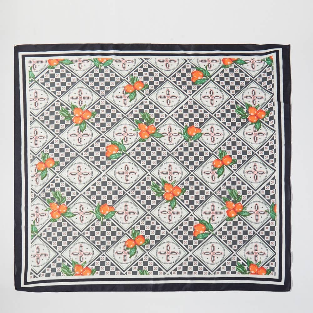 Mosaic Citrus Print Square Bandana Scarf