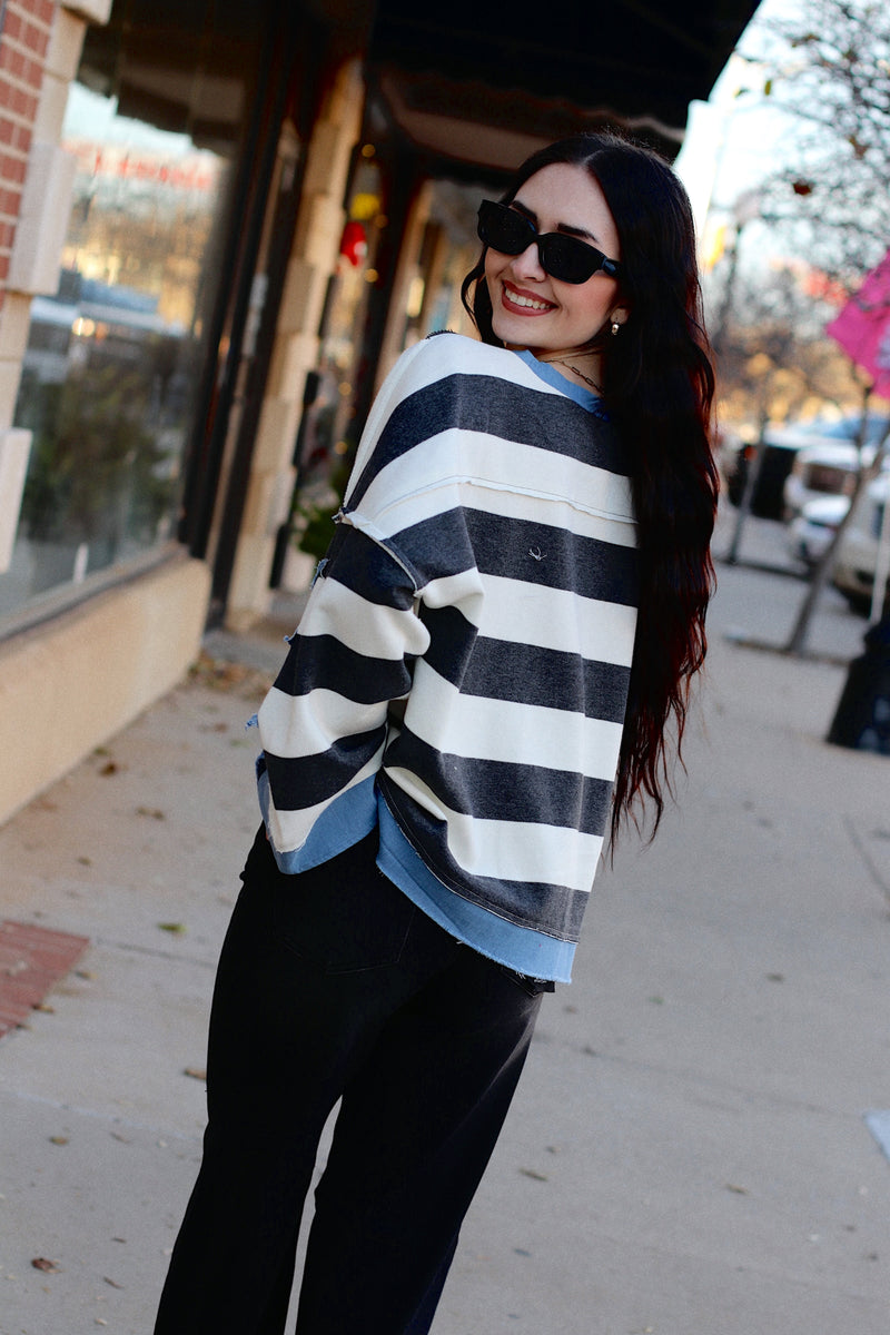 Stripe & Denim Star Sweater