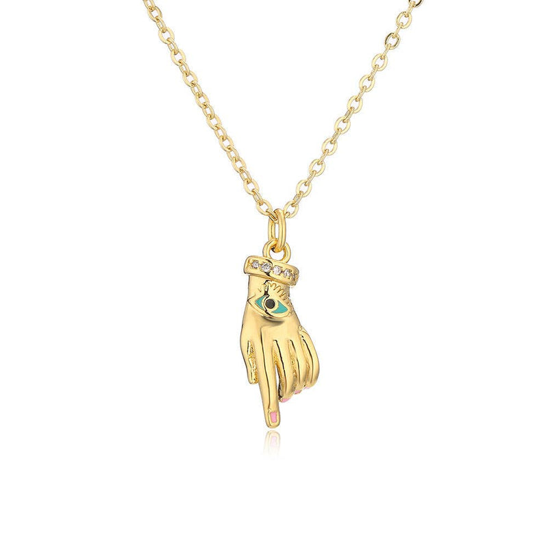 Gold Plated Hand Pendant Necklace