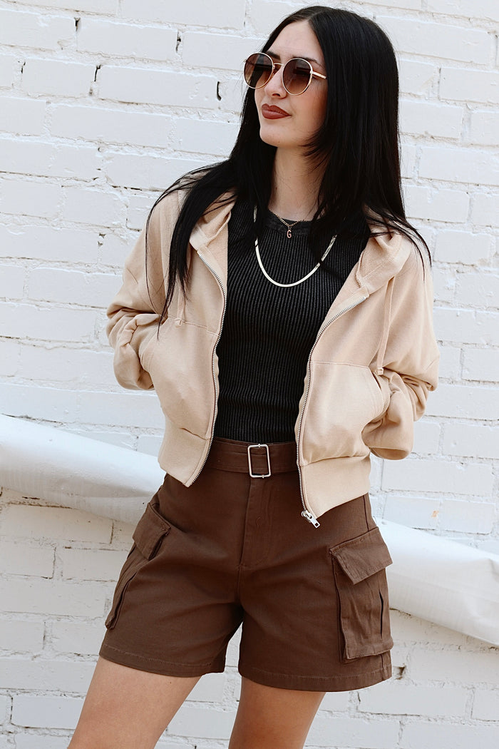 Hallie Hooded Jacket + Taupe