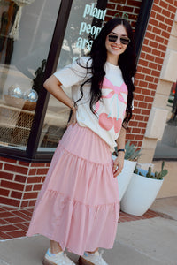 Rhinestone Tiered Skirt + Pink