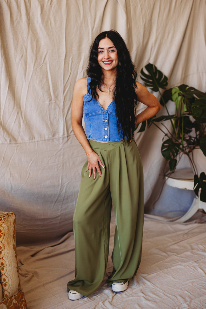 Harlow Wide Leg Pant + Sage