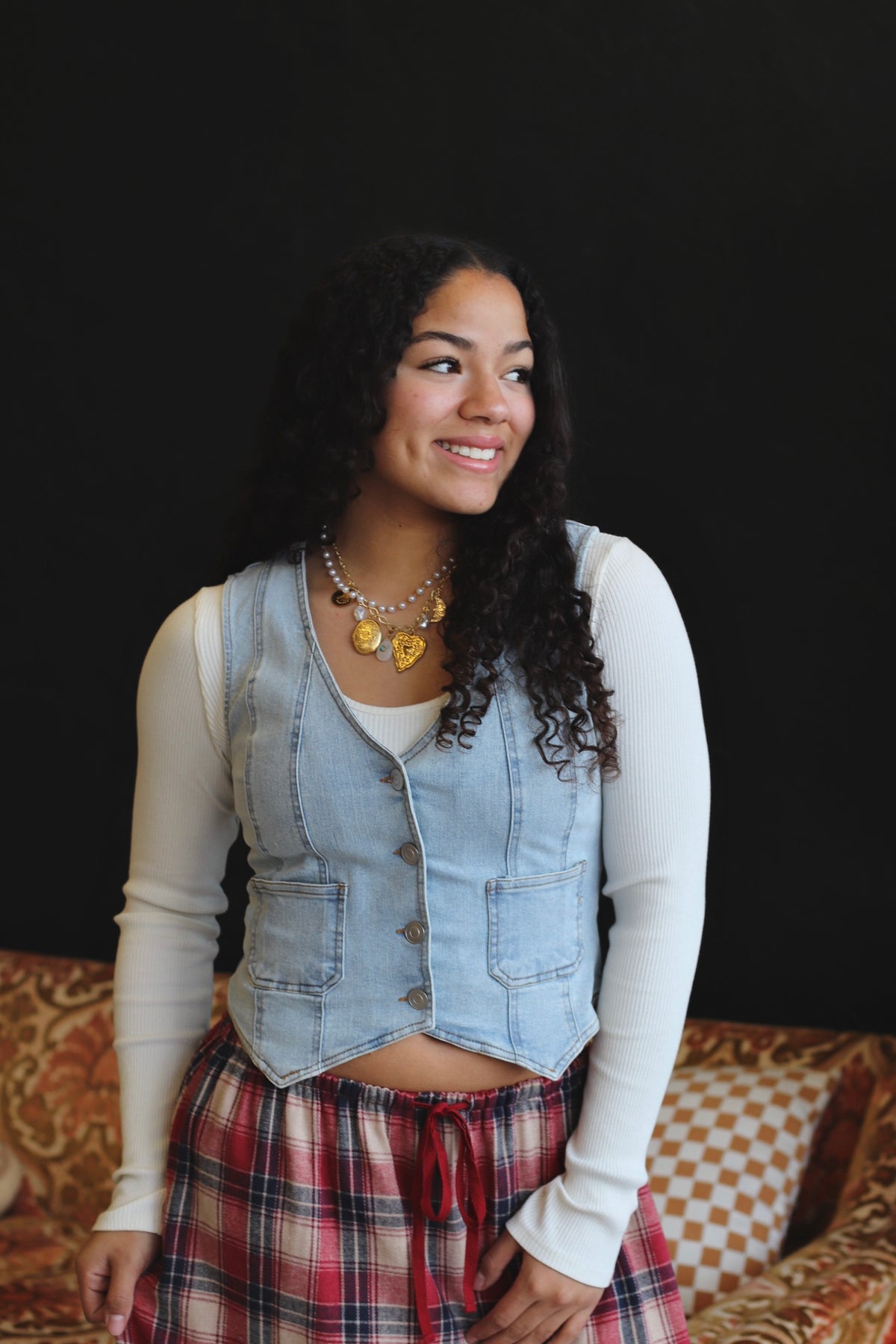 Demi Button Down Denim Vest