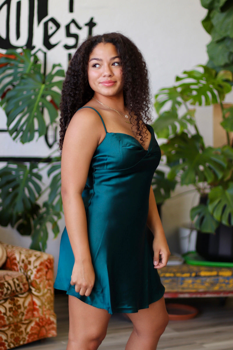 Sweetheart Neck Sleeveless Satin Mini Dress
