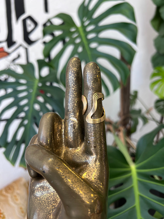 18k Gold Plated Adjustable Wave Ring