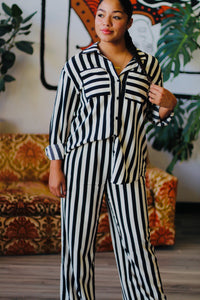 Its Showtime Striped Shirt & Pants Set