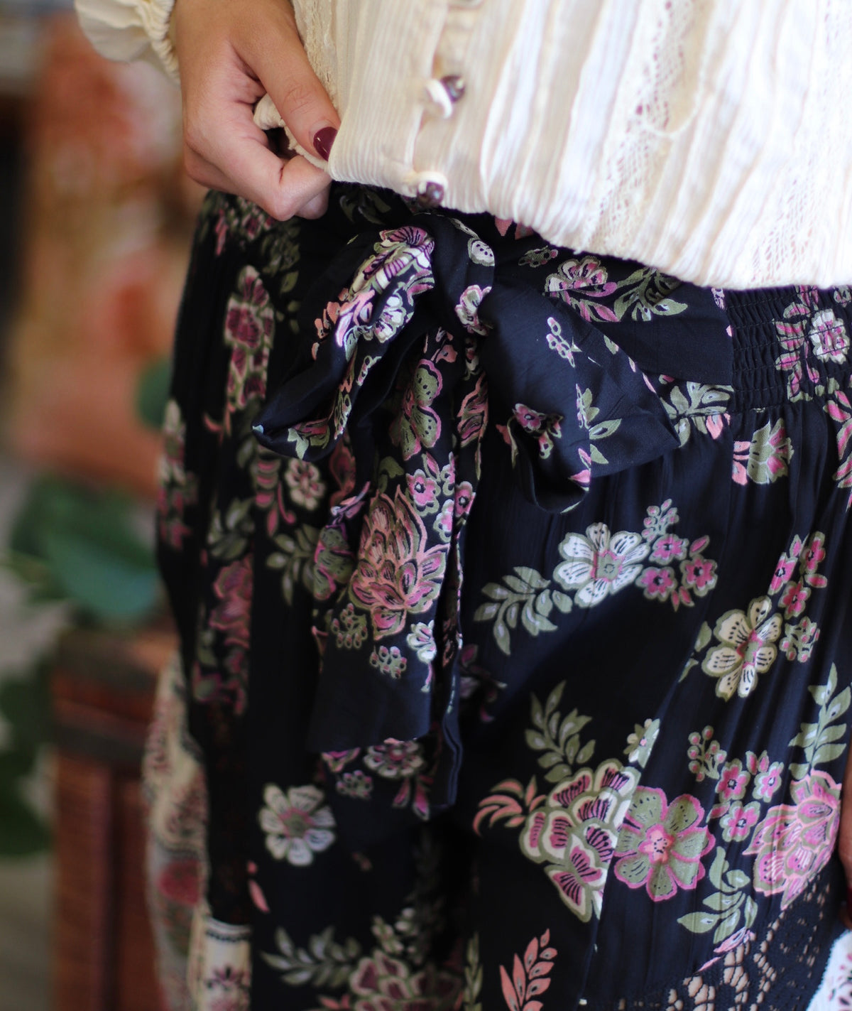 Penelope Patchwork Wide Leg Pants + Black
