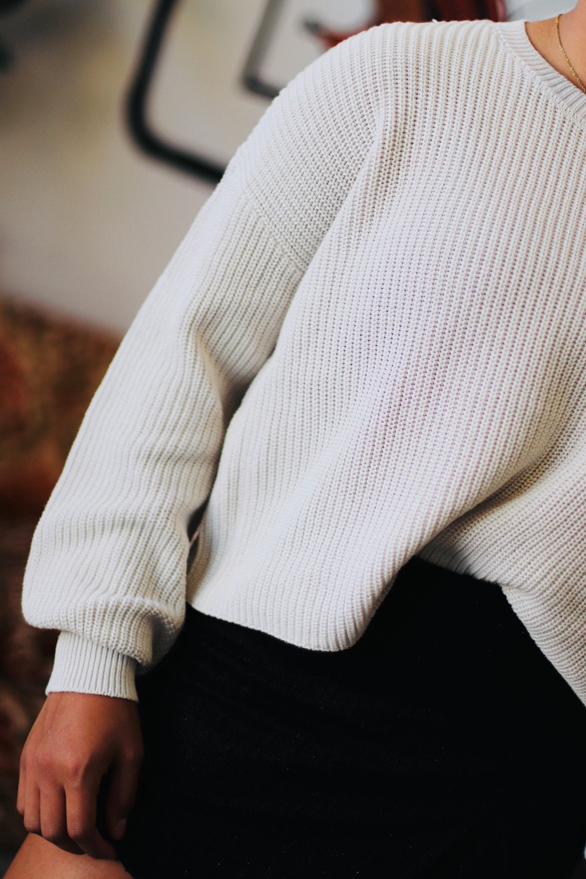 Crew Neck Sweater in Stone