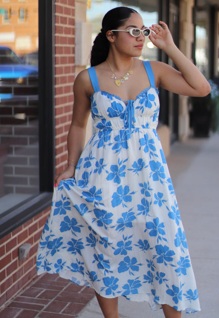 Amber Floral Maxi Dress + Blue