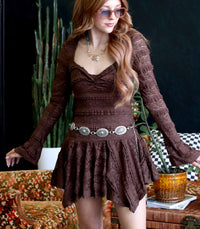 Hollie Lace Mini Dress + Chocolate