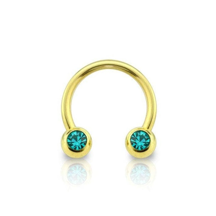 Horseshoe Blue Gem Septum Ring 16GA