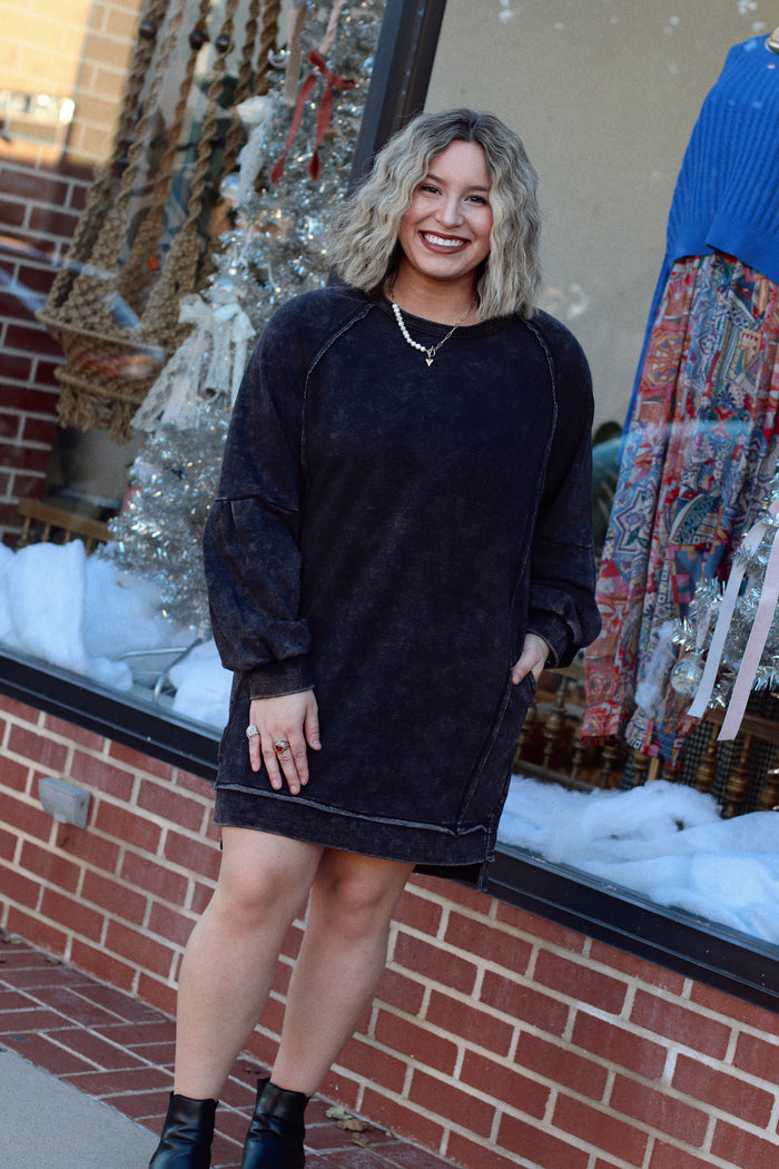 Raglan Mini Dress + Black