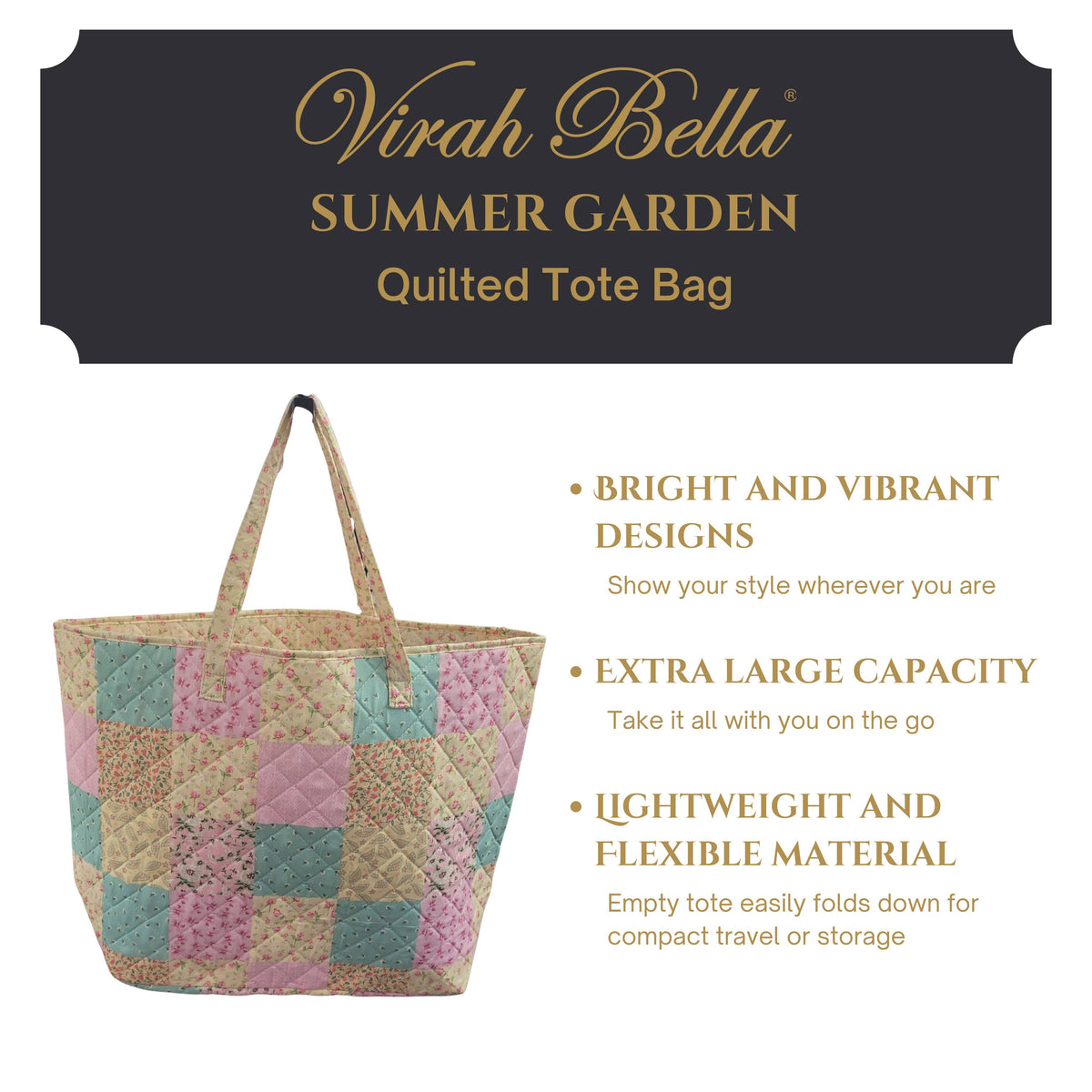 "Summer Garden" Designer Quilted Tote Bag