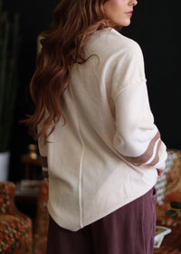 Game Day Cream & Brown 17 Henley Long Sleeve Top