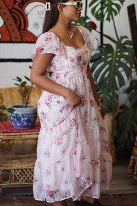 Princess Pink Floral Midi Dress