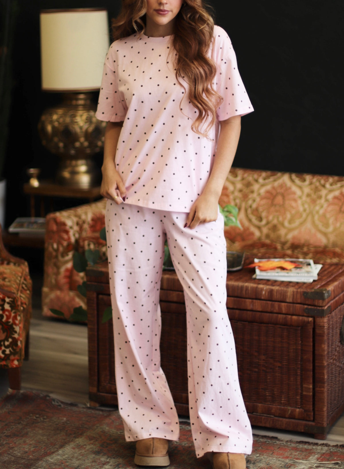 Becky Pink Polka Dot Top