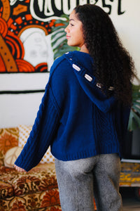 Soft Cable Knit Sweater + Navy