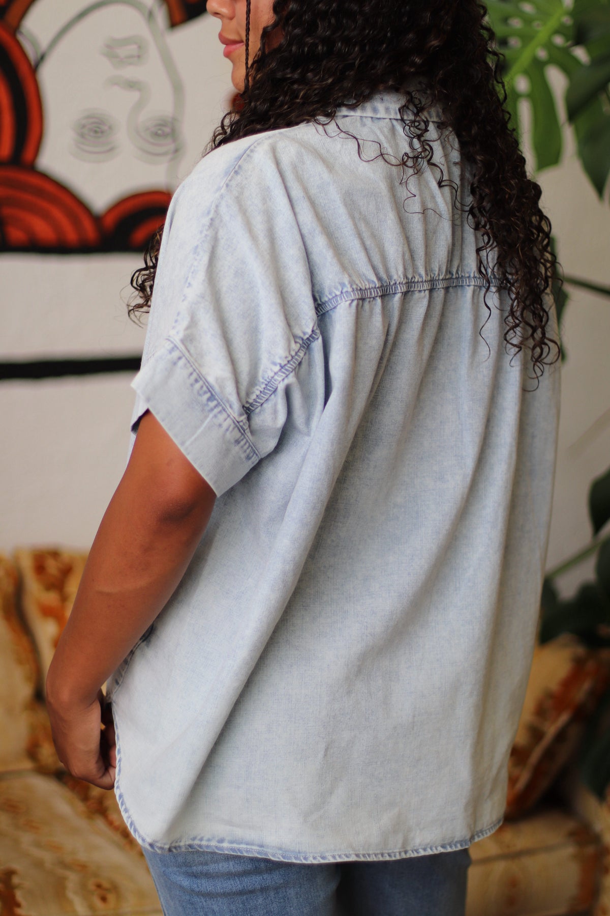 Skyline Chambray Button Down Top