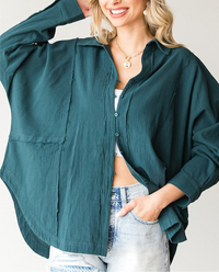 Peacock Button Down Top