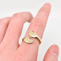 Hugging Hands Gold Plated Stainless Steel Ring