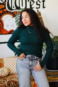 Fitted High Neck Sweater + Hunter Green