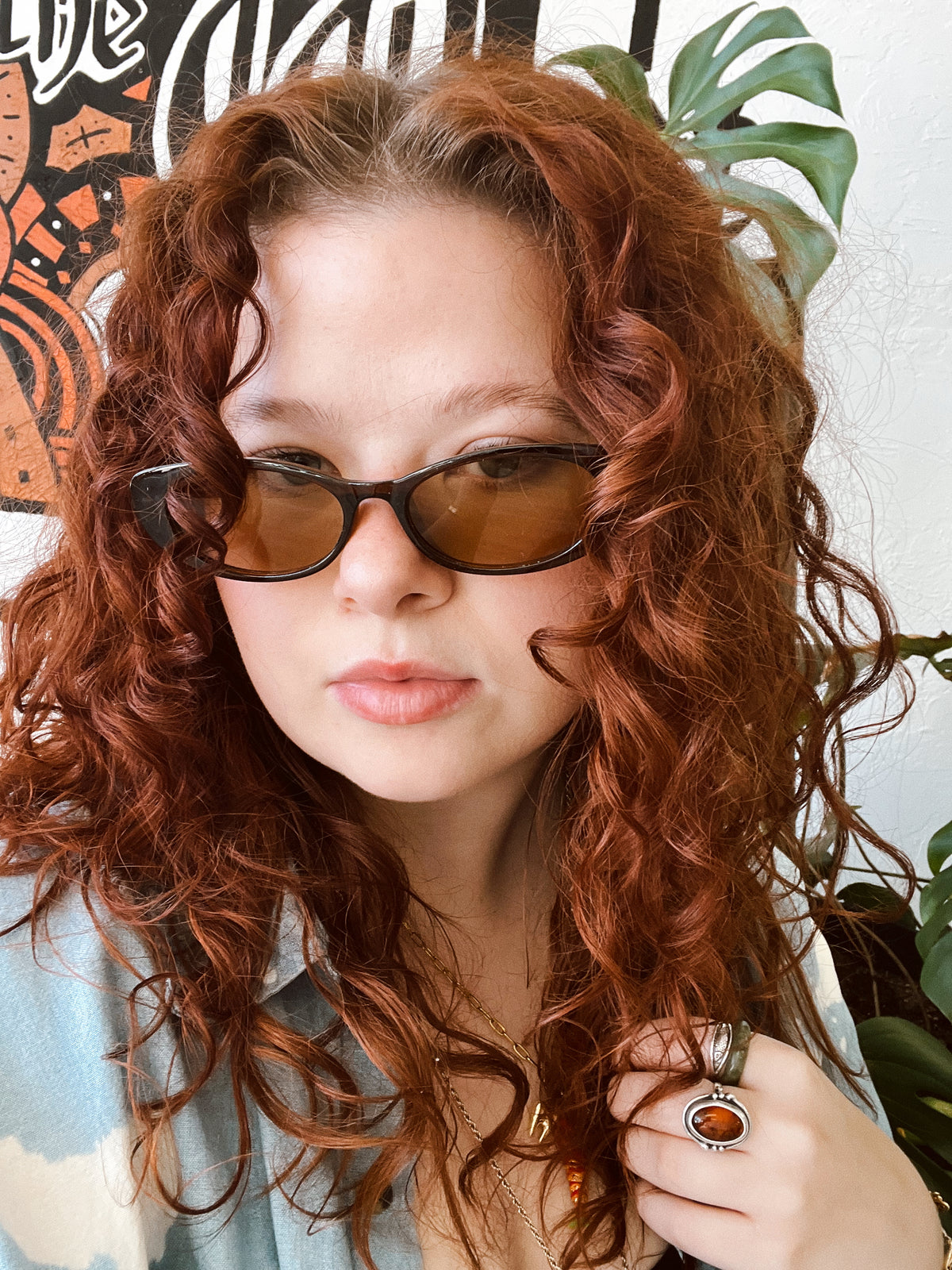 90s Slim Oval Nararow Women Fashion Sunglasses