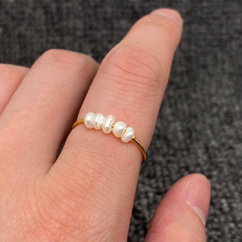 18K GP Pearl Stacker Ring