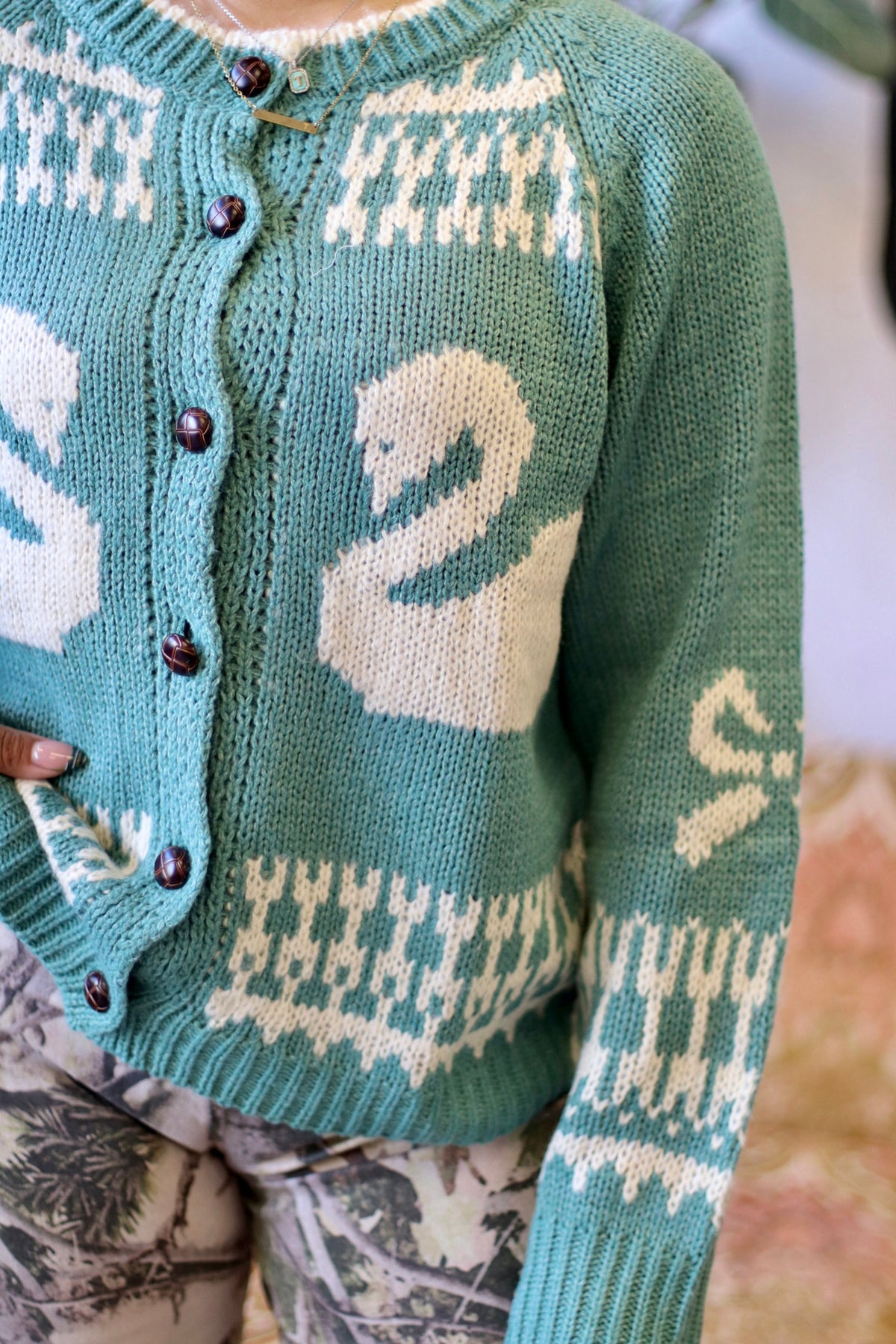 Swan Knit Cardigan + Light Blue