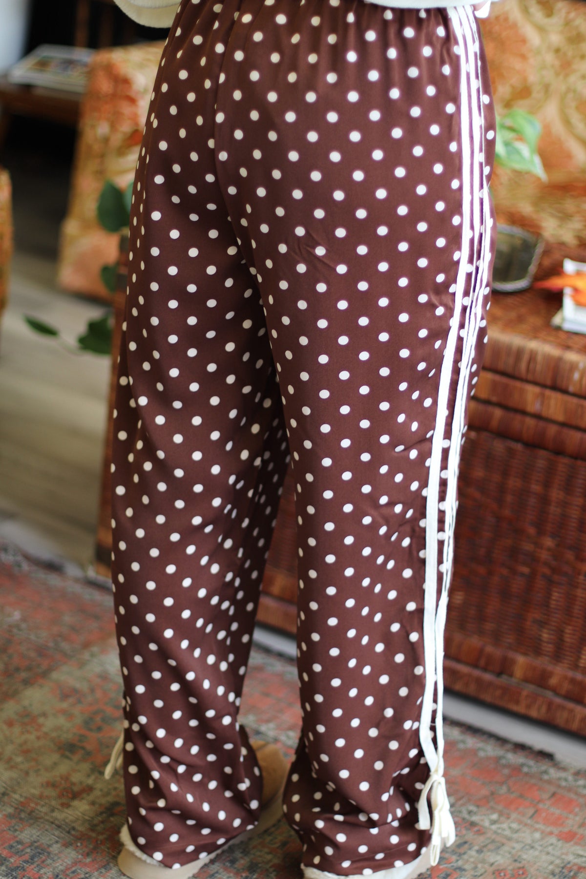 Allee Polka Dot Pants in Dark Brown