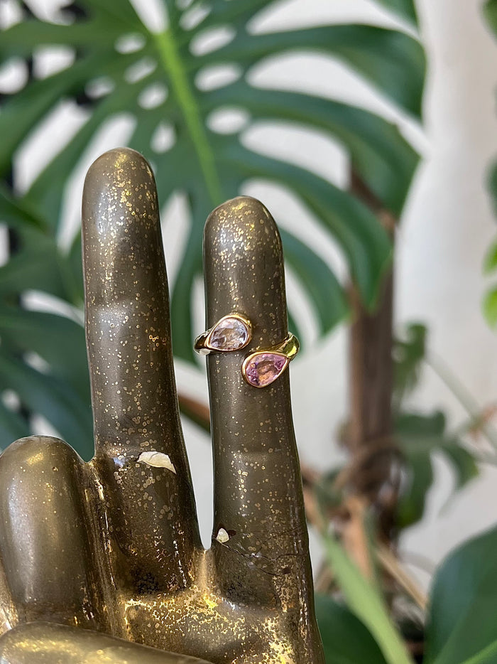 Pink Zircon 18K Gold-plated Stainless Steel Ring