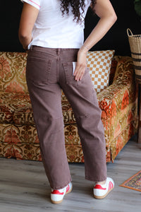 Barrel Leg Jeans + Brown