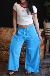 Mineral Wash Wide Leg Pants + Ocean Blue