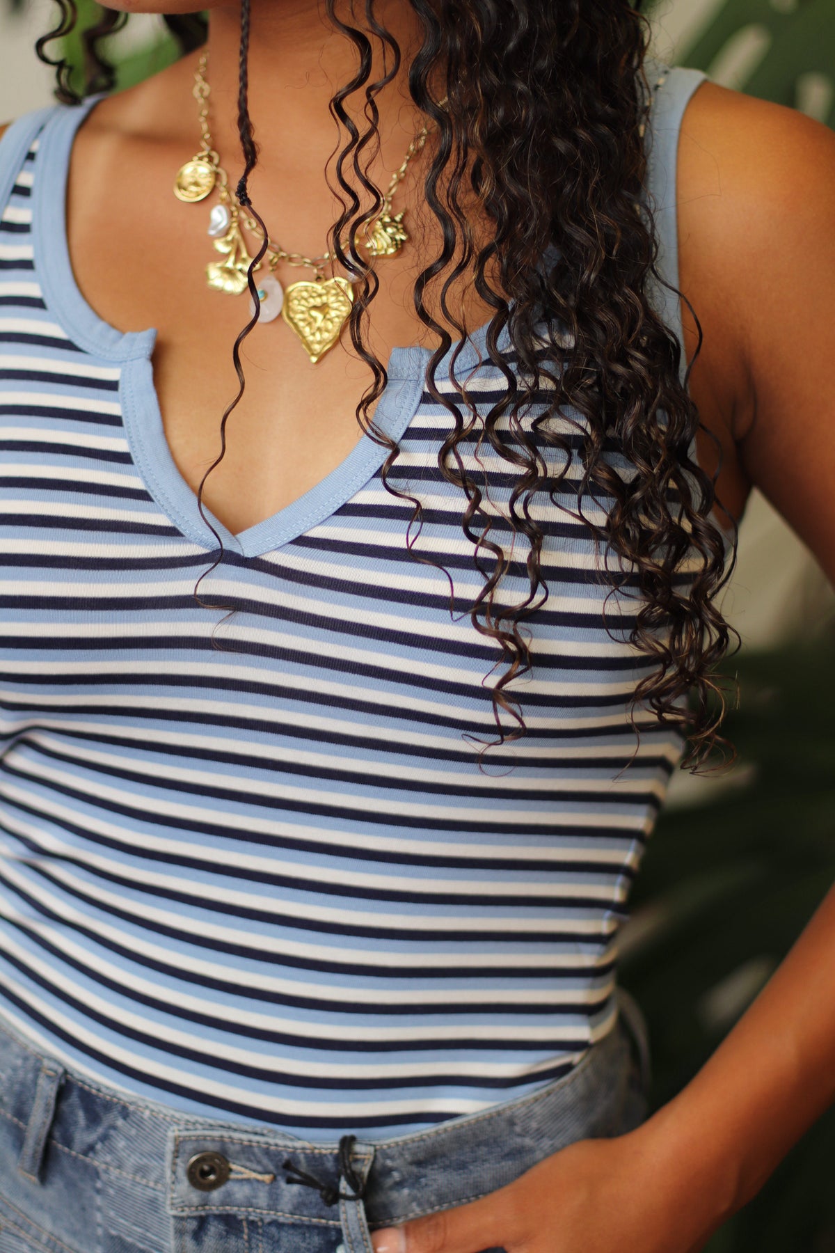Lexi Blue Striped Tank Top