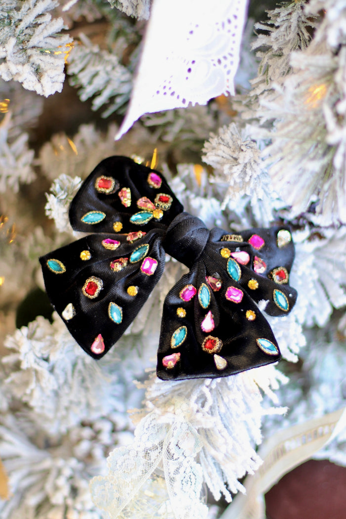 Rhinestone Velvet Bow