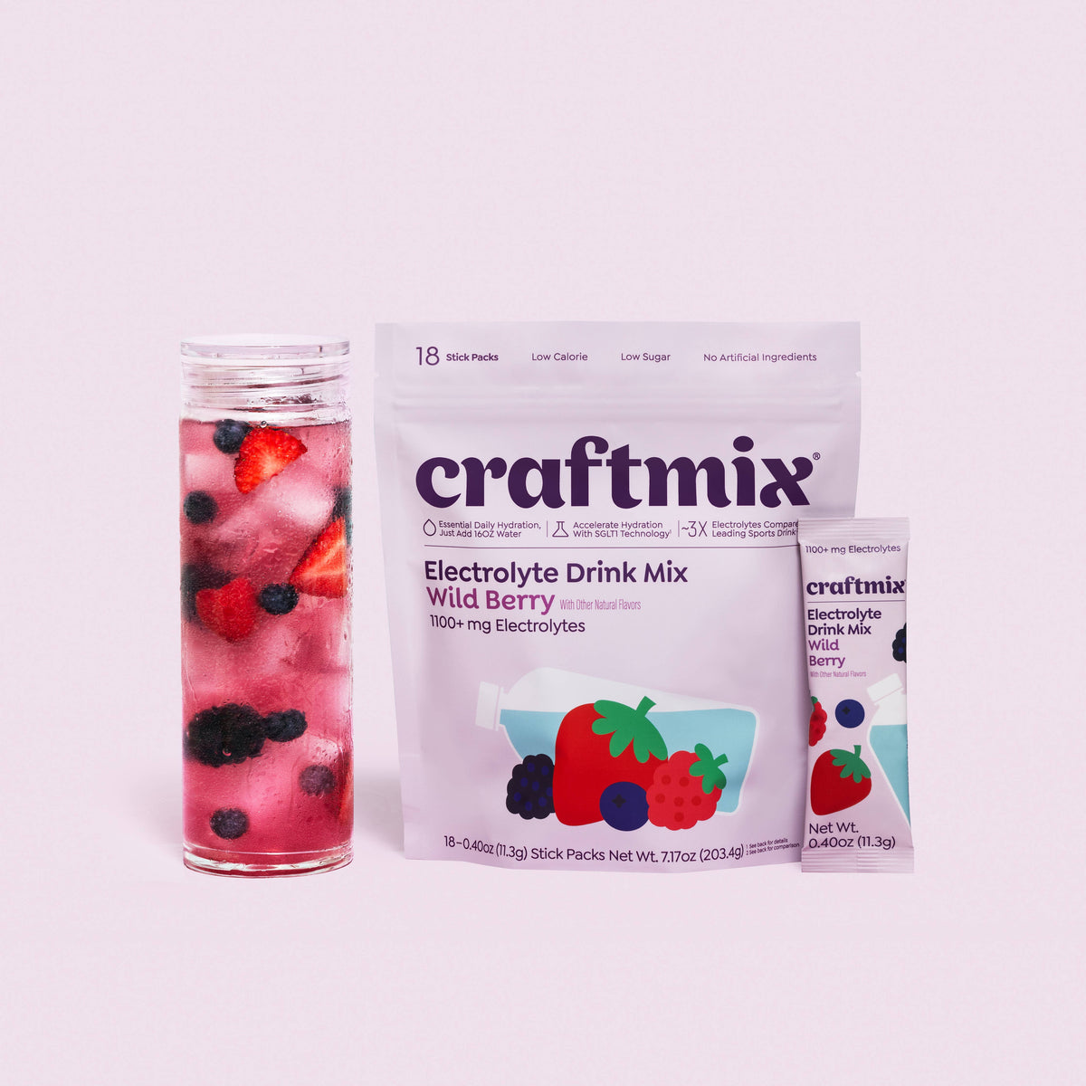 Mixed Berry Hydration Electrolyte Drink Mix - 18 Pack