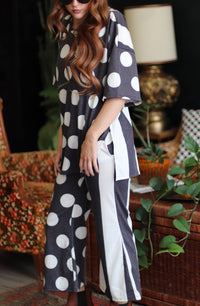Dottie Relaxed Fit Lounge Set + Charcoal Polka Dot