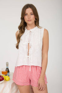 Hannah Lace Tie Top + White