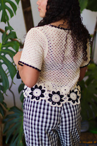 Daisy Hem Crochet Button Down Top