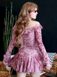 Rose Off The Shoulder Mini Dress